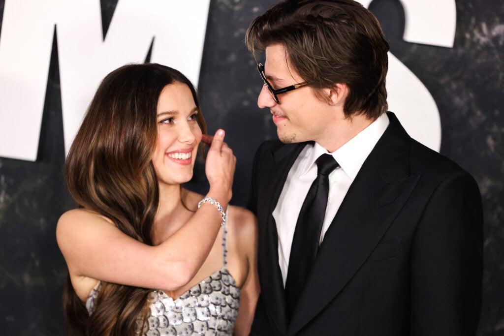 Millie Bobby Brown and Jake Bongiovi at the Damsel premiere in 2024.
