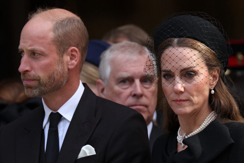 Kate Middleton, Prince William, and Prince Andrew in 2025.