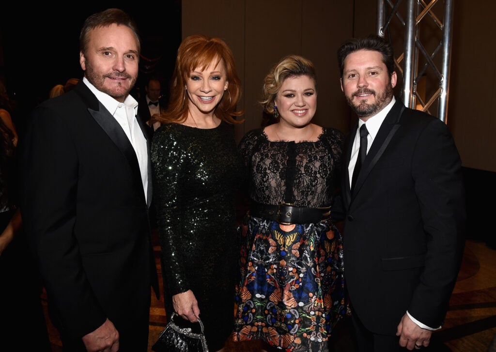 Narvel Blackstock, Reba McEntire, Kelly Clarkson, and the late Brandon Blackstock in 2015.
