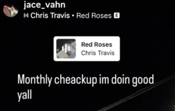 A Jace Evans Instagram Story screenshot.