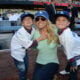 Britney Spears poses with sons Jayden James Federline (L) and Sean Preston Federline (R) during a game against the San Diego Padres at Dodger Stadium on April 17, 2013 in Los Angeles, California.
