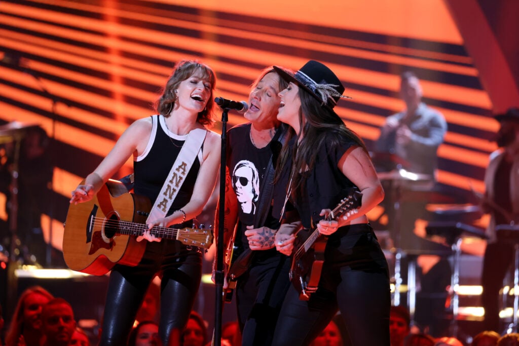Anna Vaus, Keith Urban and Maggie Baugh perform onstage during the 2024 CMT Music Awards at Moody Center on April 07, 2024 in Austin, Texas. 