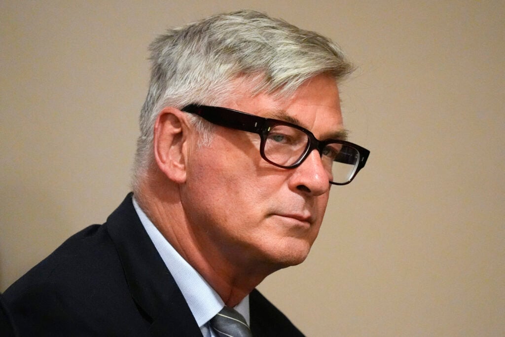 Alec Baldwin participates in a pretrial hearing in Santa Fe, New Mexico, on July 8, 2024.