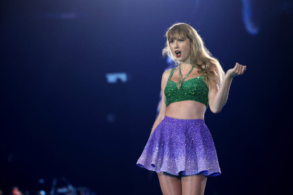 Taylor Swift performs onstage during "Taylor Swift | The Eras Tour" at Johan Cruijff Arena on July 05, 2024 in Amsterdam, Netherlands.