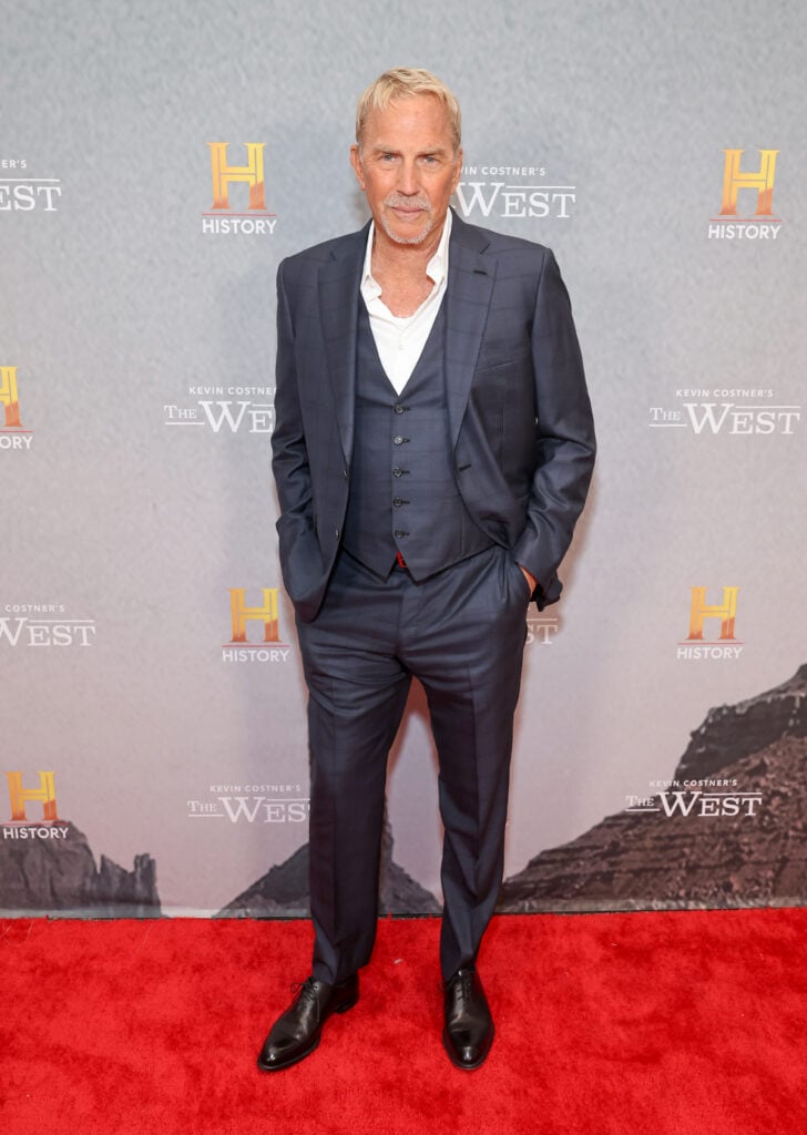 Kevin Costner attends History Channel's premiere event for "Kevin Costner's The West" at Desert 5 Spot on May 14, 2025 in Los Angeles, California.