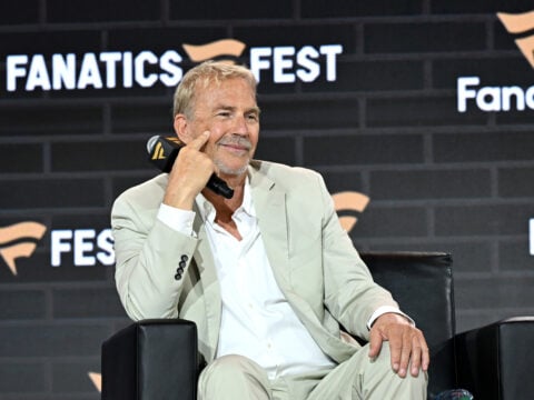 Kevin Costner speaks onstage at Fanatics Fest NYC 2025 at Javits Center on June 20, 2025 in New York City.