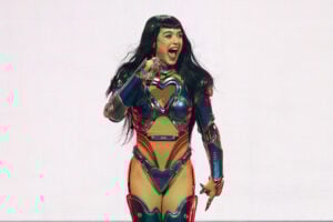 Katy Perry performs at the Kia Forum on July 15, 2025 in Inglewood, California.