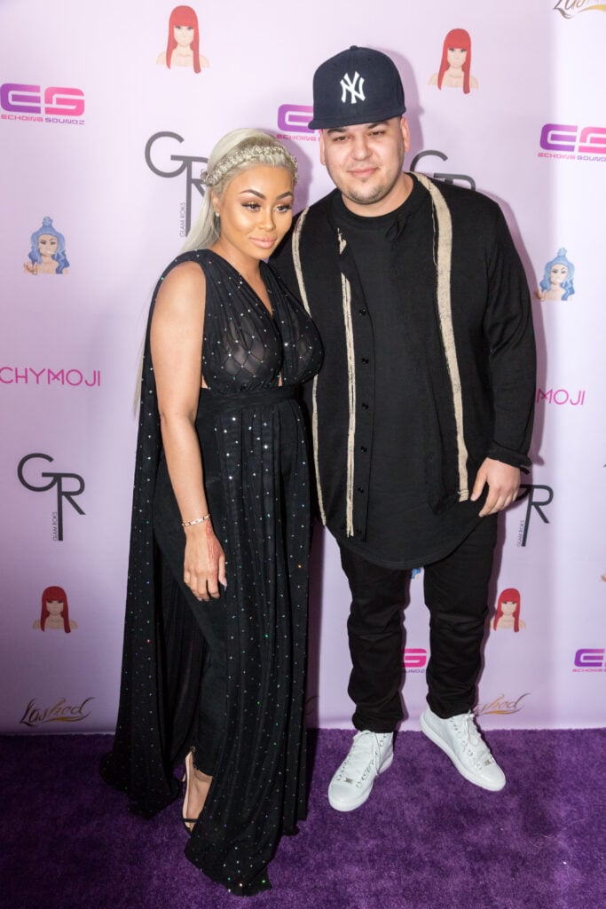 Rob Kardashian and Blac Chyna arrive at her Blac Chyna Birthday Celebration And Unveiling Of Her "Chymoji" Emoji Collection at the Hard Rock Cafe on May 10, 2016 in Hollywood, California.