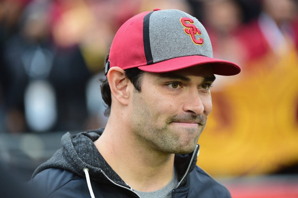 Quarterback Mark Sanchez #6 of the Dallas Cowboys attends the 2017 Rose Bowl Game presented by Northwestern Mutual between the USC Trojans and the Penn State Nittany Lions at the Rose Bowl on January 2, 2017 in Pasadena, California. 