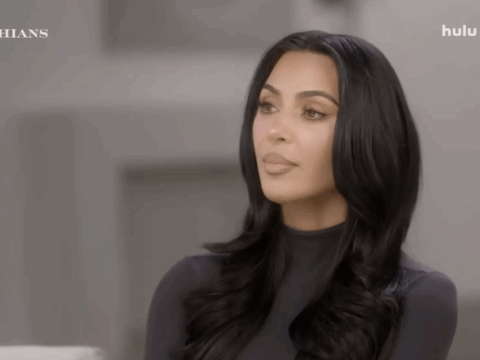 Kim Kardashian speaks to the camera in a confessional segment from 'The Kardashians' Season 7.
