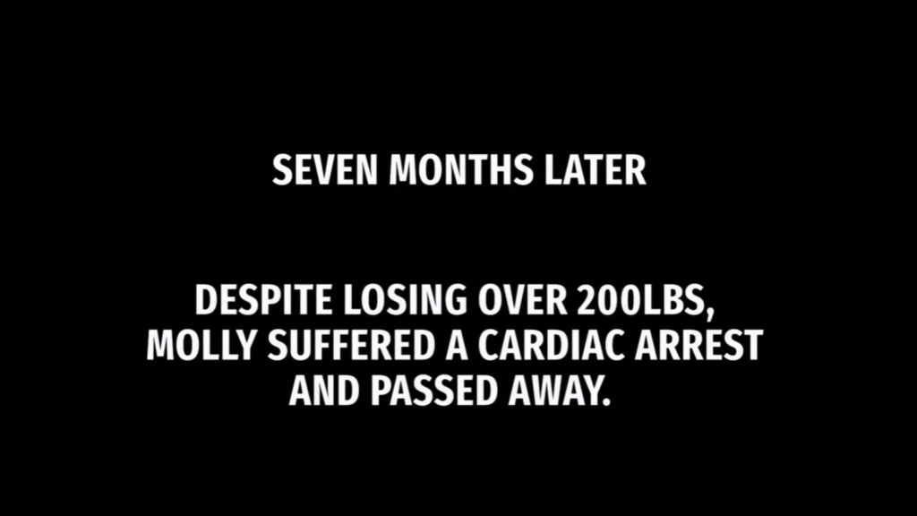 A TLC title card revealing the passing of Molly McKie.