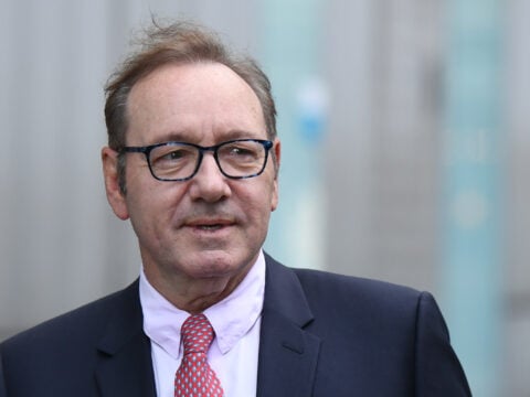 Kevin Spacey arrives at Southwark Crown Court as the jury deliberate on his sexual assault trial on July 26, 2023 in London, England.