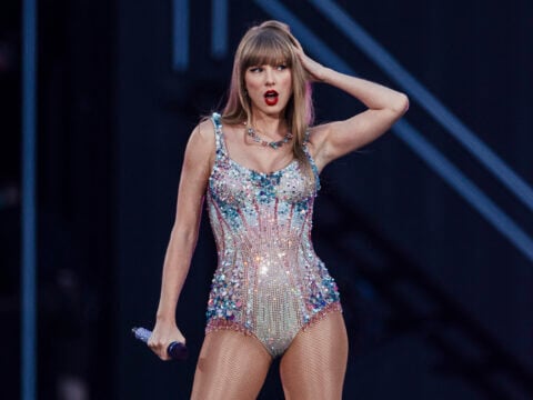 American singer and songwriter Taylor Swift performs on stage as part of her Eras Tour in Lisbon on May 24, 2024.