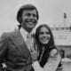 Actor Robert Wagner smiling with his wife Natalie Wood, Heathrow Airport, London, April 24th 1972.