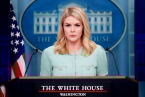 White House Press Secretary Karoline Leavitt takes a question from a reporter during the daily press briefing at the White House on March 11, 2025 in Washington, DC.