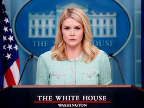 White House Press Secretary Karoline Leavitt takes a question from a reporter during the daily press briefing at the White House on March 11, 2025 in Washington, DC.