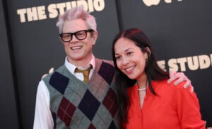US actor Johnny Knoxville and US director Emily Ting attend the Apple TV+ series premiere of "The Studio" at the Academy Museum in Los Angeles, March 24, 2025.