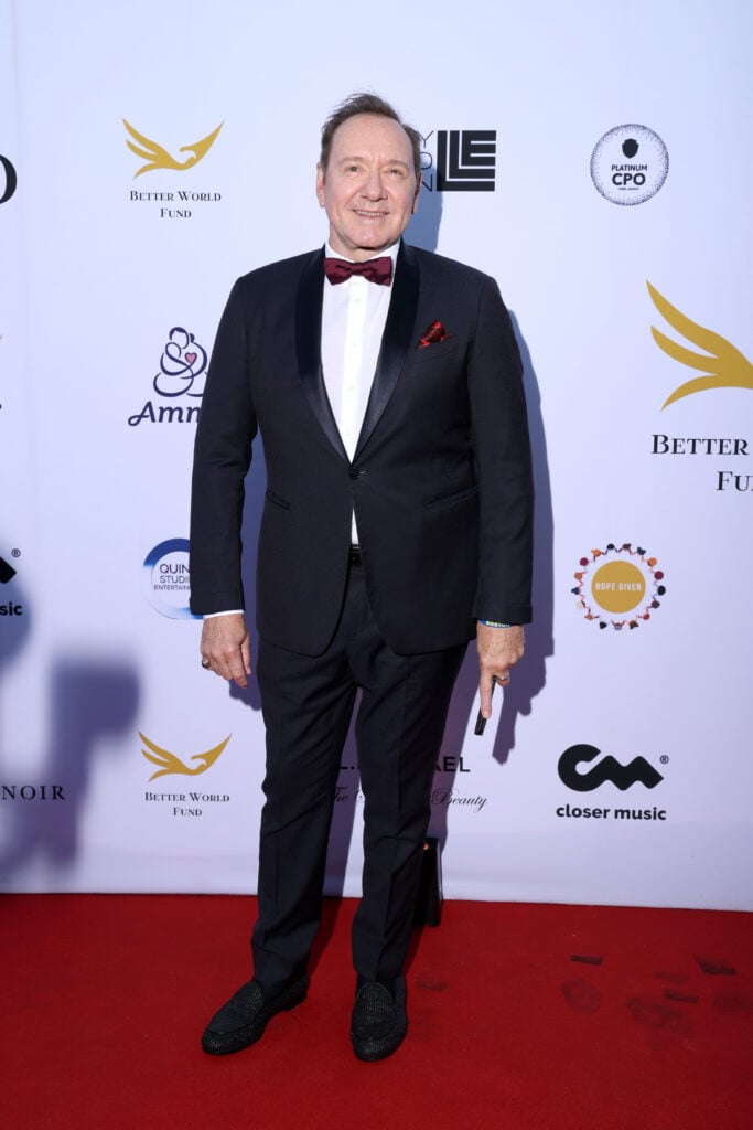 Kevin Spacey attends the Better World Fund Gala 2025 red carpet at the 78th annual Cannes Film Festival at Carlton Hotel on May 20, 2025 in Cannes, France. 