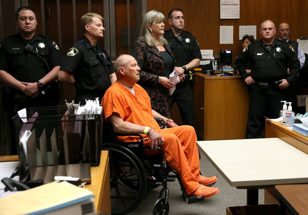 Joseph James DeAngelo, the suspected "Golden State Killer", appears in court for his arraignment on April 27, 2018 in Sacramento, California.
