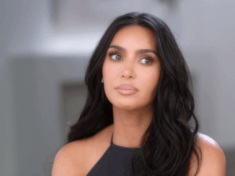 Kim Kardashian with tears in her eyes.