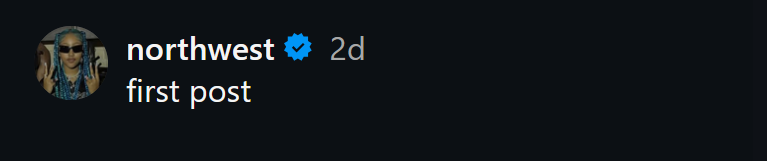 A screenshot of the very first Instagram post by North West.