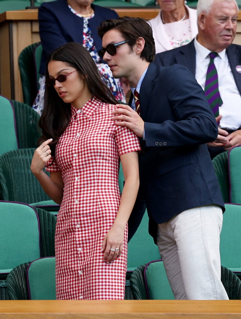 Louis Partridge and Olivia Rodrigo at Wimbledon 2025.