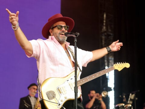 Raul Malo of The Mavericks performs onstage during Day 3 of the 2022 Stagecoach Festival at the Empire Polo Field on May 01, 2022 in Indio, California.
