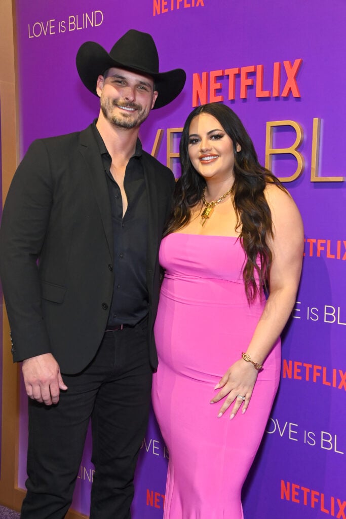 Brennon Lemieux and  Alexa Lemieux attend Netflixâ€™s Love Is Blind: The Live Reunion Official Watch Party at The Vermont Hollywood on April 16, 2023 in Los Angeles, California. 