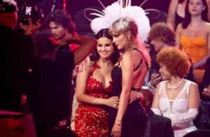 Selena Gomez, Taylor Swift, and Ice Spice attend the 2023 MTV Video Music Awards at Prudential Center on September 12, 2023 in Newark, New Jersey.