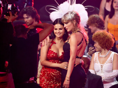Selena Gomez, Taylor Swift, and Ice Spice attend the 2023 MTV Video Music Awards at Prudential Center on September 12, 2023 in Newark, New Jersey.