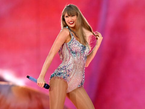 Taylor Swift performs on stage during the