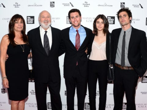 Honoree Rob Reiner poses with family at the 41st Annual Chaplin Award Gala at Avery Fisher Hall at Lincoln Center for the Performing Arts on April 28, 2014 in New York City.
