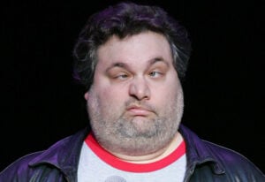 Comedian, actor and radio personality Artie Lange makes a face as he performs his stand-up comedy routine at the Mandalay Bay Theatre February 1, 2008 in Las Vegas, Nevada.