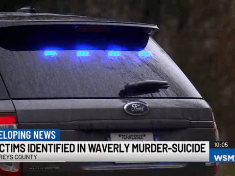 A news image featuring police lights.