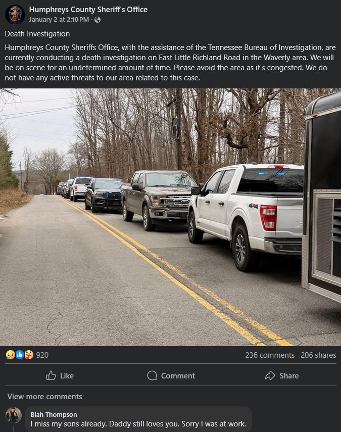 A Facebook screenshot showing a comment from Biah Thompson.