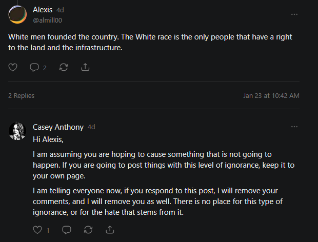 A Substack screenshot of Casey Anthony replying to a comment.