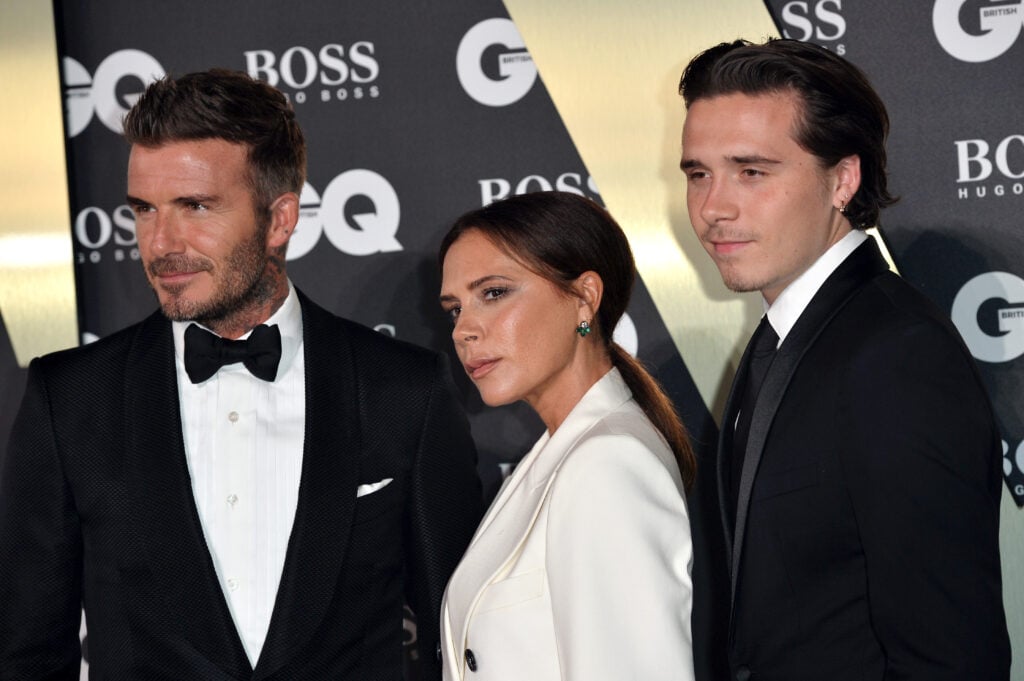 David Beckham, Victoria Beckham and their son Brooklyn Beckham attend the GQ Men Of The Year Awards 2019 at Tate Modern on September 03, 2019 in London, England. 