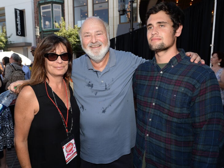 Actor/Producer/Director Rob Reiner (center) and wife Michele Singer (L) and son Nick Reiner (R) attend Teen Vogue's Back-to-School Saturday kick-off event at The Grove on August 9, 2013 in Los Angeles, California.