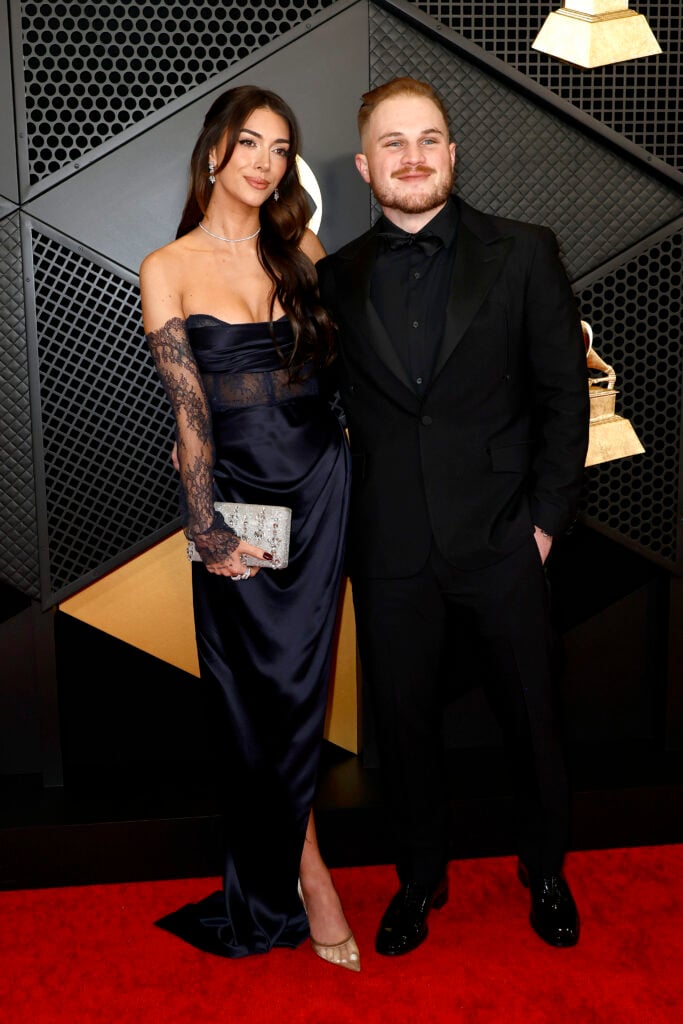 Bri LaPaglia and Zach Bryan attend the 66th GRAMMY Awards at Crypto.com Arena on February 04, 2024 in Los Angeles, California.