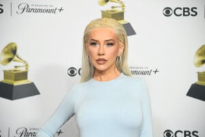 Christina Aguilera poses in the press room during the 66th GRAMMY Awards at Crypto.com Arena on February 04, 2024 in Los Angeles, California.