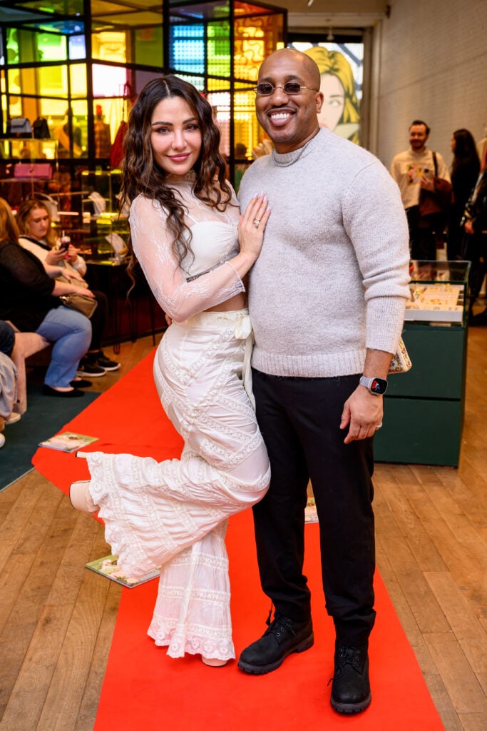 Christina Evangeline and Chris Redd attend Patricia Field Hosts Senior Dog Rescue Runway Show at Flying Solo in Soho on April 14, 2024 in New York City.