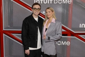 Daryl Sabara and Meghan Trainor attends the Opening Night of The Intuit Dome at Intuit Dome on August 15, 2024 in Los Angeles, California.