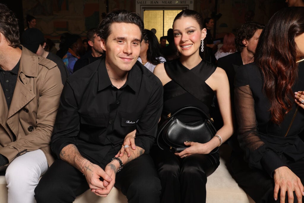 Brooklyn Beckham and Nicola Peltz attend the Balmain Womenswear Spring-Summer 2025 show as part of Paris Fashion Week on September 25, 2024 in Paris, France.