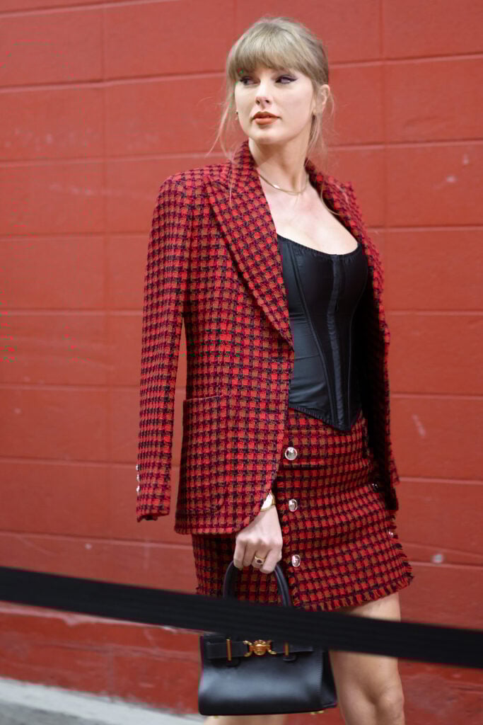 Taylor Swift looks on prior to a game between the Kansas City Chiefs and the Denver Broncos at GEHA Field at Arrowhead Stadium on November 10, 2024 in Kansas City, Missouri. 