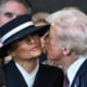U.S. President-elect Donald Trump kisses Melania Trump at his inauguration in the U.S. Capitol Rotunda on January 20, 2025 in Washington, DC.