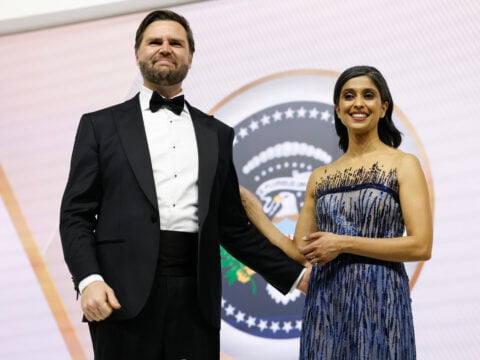 Vice President JD Vance and his wife Usha Vance attend the Commander-in-Chief Ball on January 20, 2025 in Washington, DC.