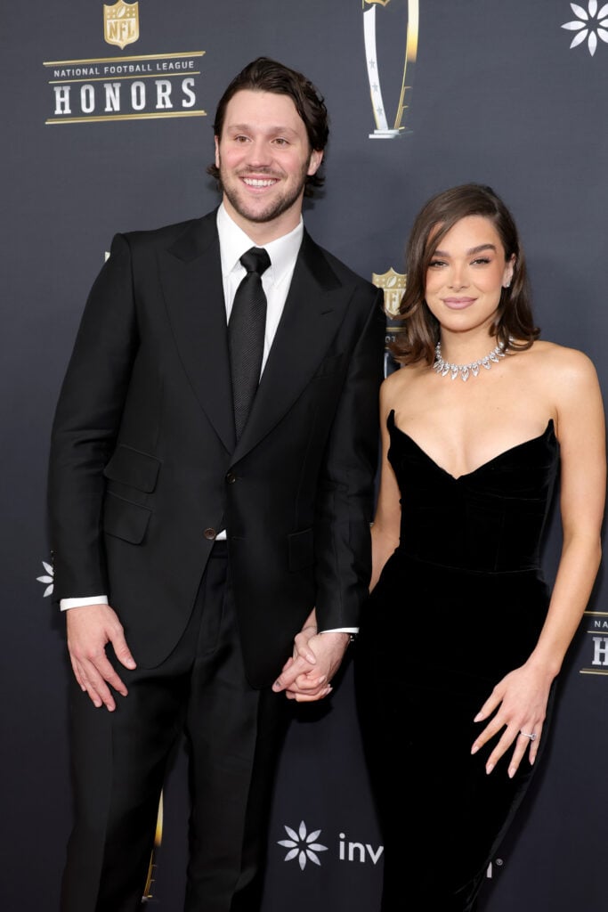 Josh Allen and Hailee Steinfeld attend the 14th Annual NFL Honors at Saenger Theatre on February 06, 2025 in New Orleans, Louisiana.  