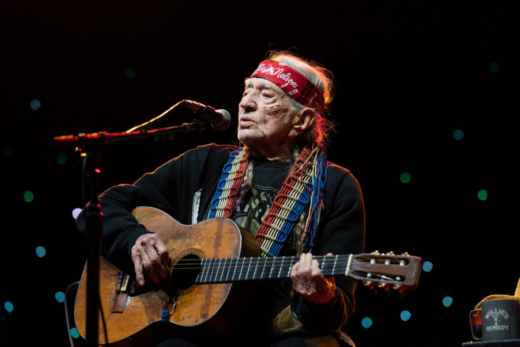 US musician Willie Nelson performs on stage during the Luck Reunion at Luck Ranch on March 13, 2025, in Spicewood, Texas.