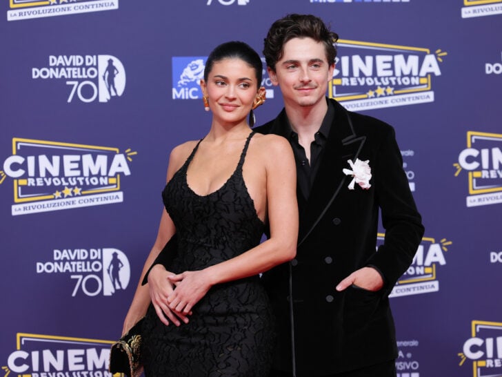 Timothee Chalamet and Kylie Jenner attend the red carpet during the 70th David Di Donatello at Cinecitta Studios on May 07, 2025 in Rome, Italy.