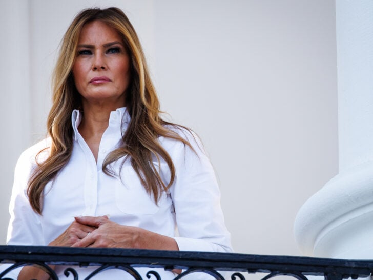 First lady Melania Trump listens as U.S. President Donald Trump (not pictured) delivers remarks during an Independence Day military family picnic on the South Lawn of the White House on July 04, 2025 in Washington, DC.